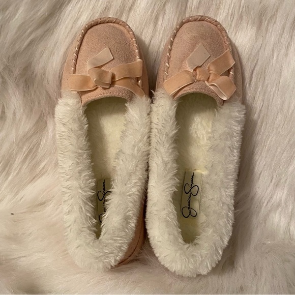 Jessica Simpson Slipper Girls‎ Size 2/3 Large Pink Slip On Fur Lining - Picture 4 of 10